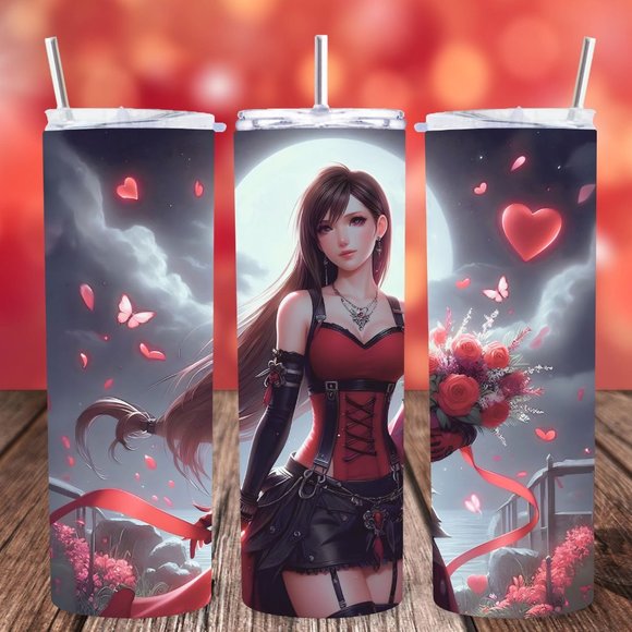 Anime Final Fantasy VII Tifa Lockhart Valentine's Day 20 oz Tumbler Cup - Picture 1 of 4